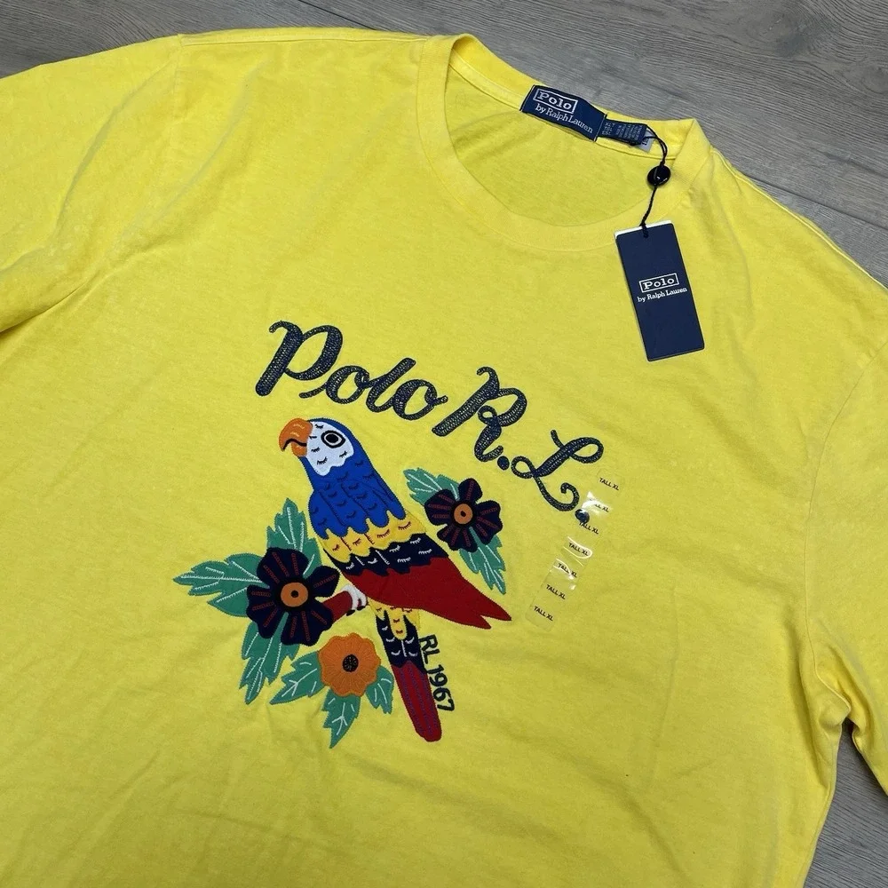 NWT Polo Ralph Lauren Parrot Tropical Yellow T Shirt Men Sz XLT Beach